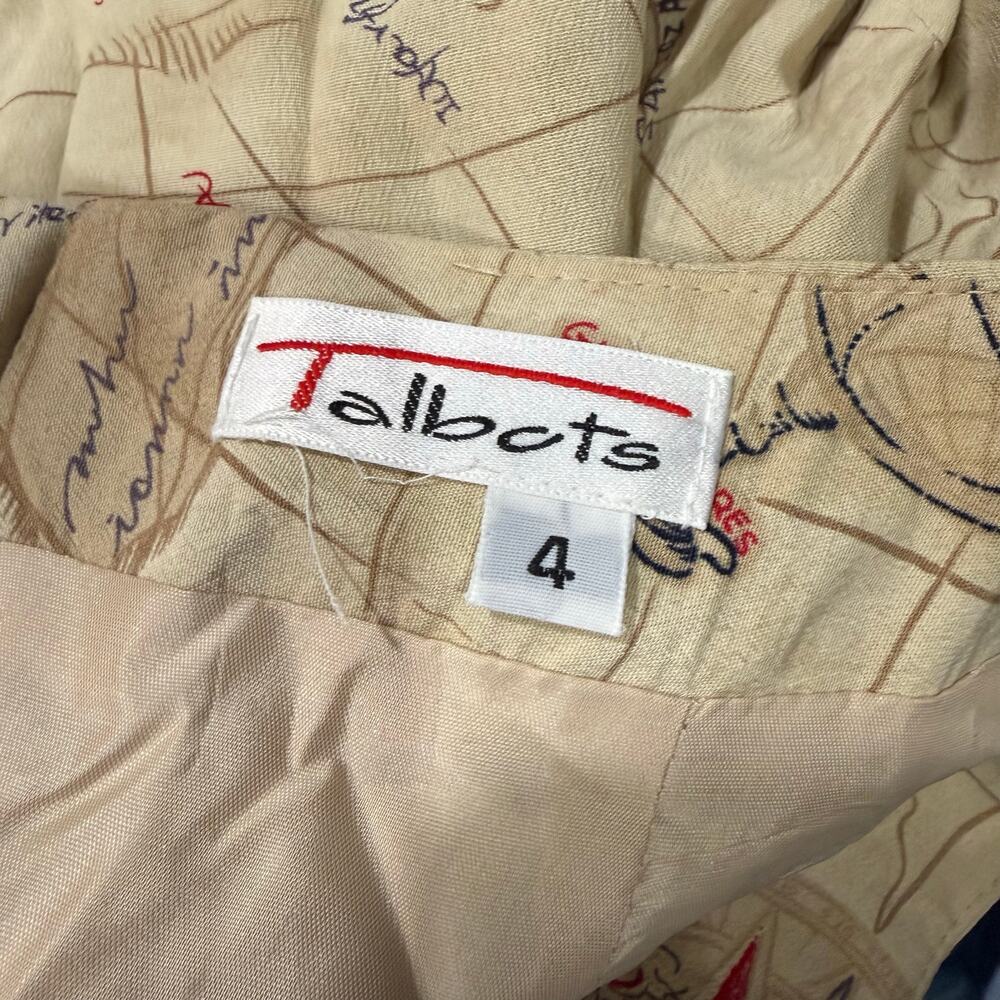 Talbots Map Print Midi Skirt Nautical Travel Neutral Sz 4 - Picture 2 of 3